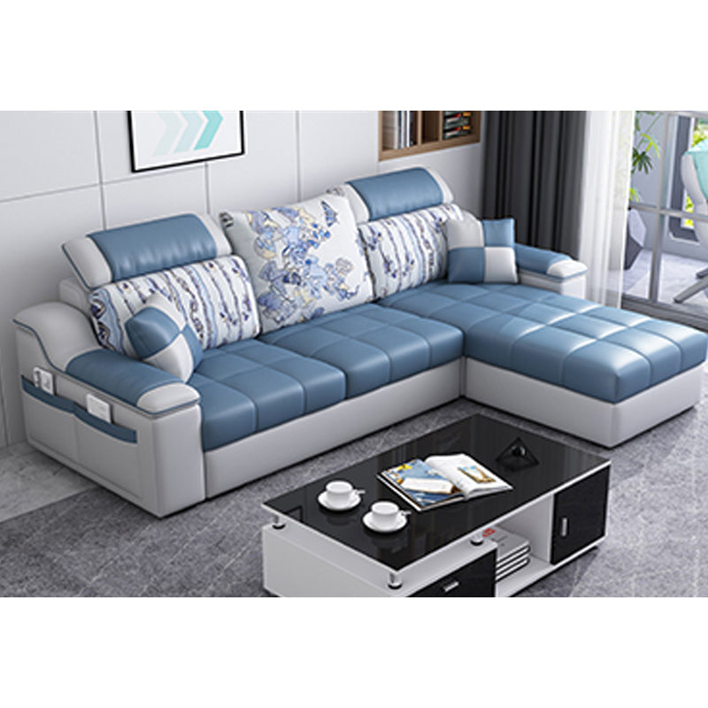 Modern Scooped Arm Sectional 106.3"L x 57"W x 35.43"H High Back Sofa with Storage