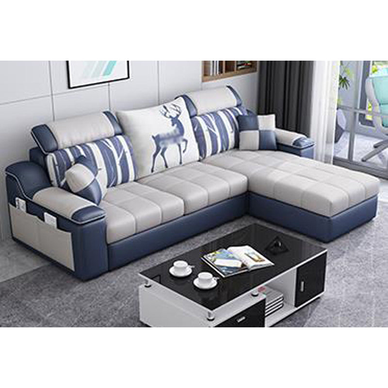 Modern Scooped Arm Sectional 106.3"L x 57"W x 35.43"H High Back Sofa with Storage