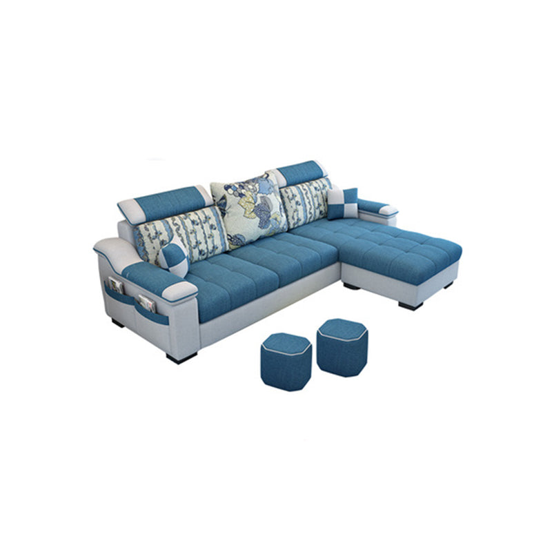 Modern Scooped Arm Sectional 106.3"L x 57"W x 35.43"H High Back Sofa with Storage