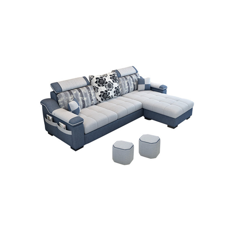 Modern Scooped Arm Sectional 106.3"L x 57"W x 35.43"H High Back Sofa with Storage