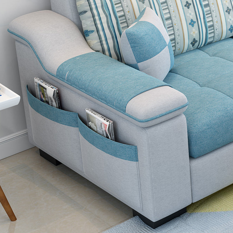 Modern Scooped Arm Sectional 106.3"L x 57"W x 35.43"H High Back Sofa with Storage