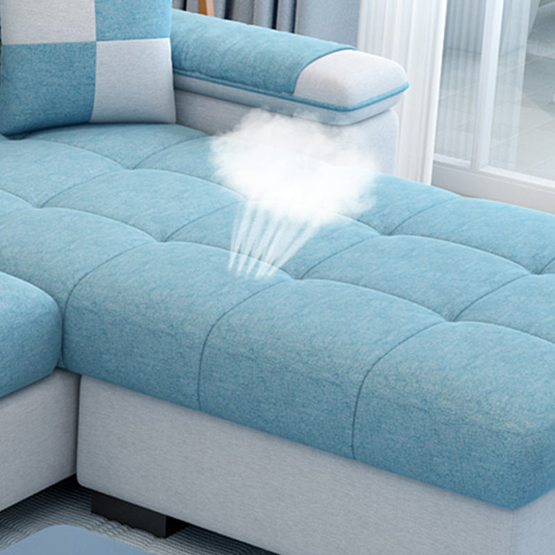 Modern Scooped Arm Sectional 106.3"L x 57"W x 35.43"H High Back Sofa with Storage