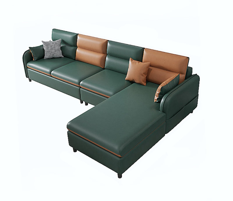 Modern Right Hand Facing Sofa and Chaise 4-seater Sectional with Pillow Back