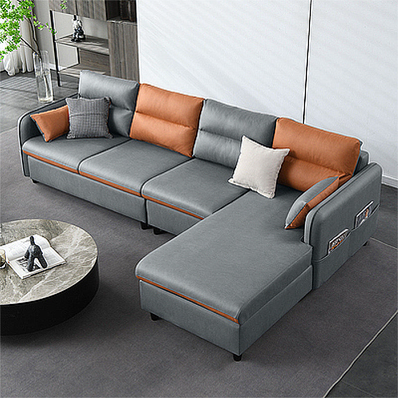 Modern Right Hand Facing Sofa Square Arm Modular Sectional with for Four People