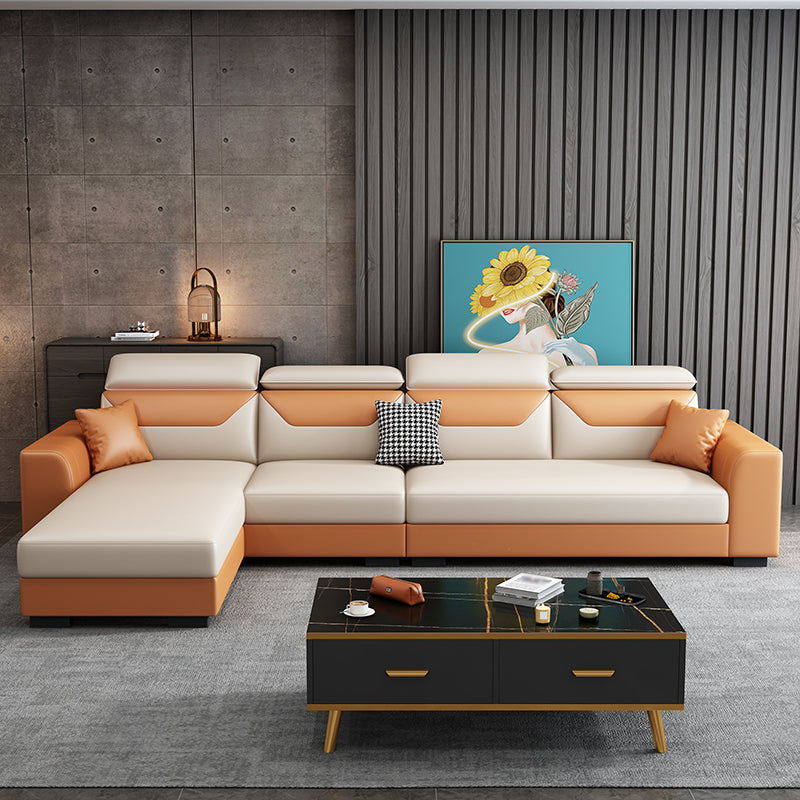 108.66"L x 57.09"W x 35.43"H 4-seat Cushion Back Sofa Tuxedo Arm Sectionals with Storage