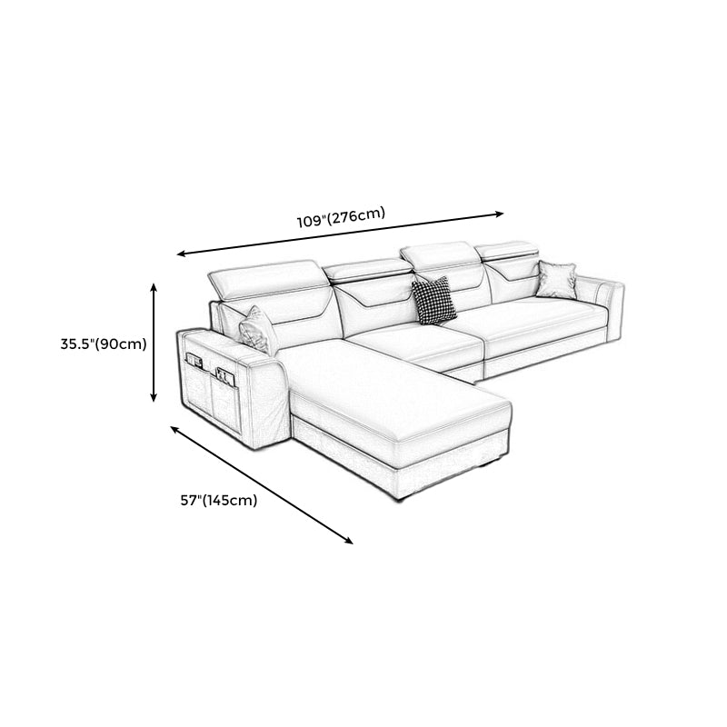 108.66"L x 57.09"W x 35.43"H 4-seat Cushion Back Sofa Tuxedo Arm Sectionals with Storage