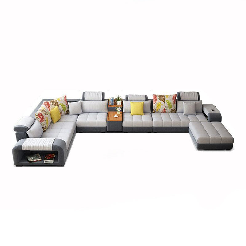 Modern Pillowed Back Cushions Sofa Tufted Sectionalwith Storage for Living Room