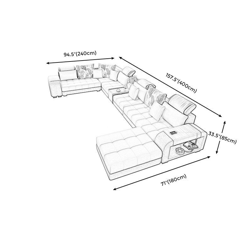 Modern Pillowed Back Cushions Sofa Tufted Sectionalwith Storage for Living Room