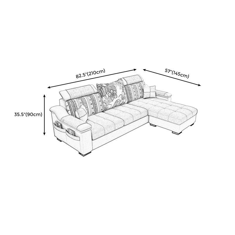 Modern Pillow Top Arm Sectionals 82.68"L x 57"W x 35.43"H High Back Sofa with Storage
