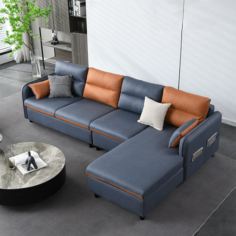 L-Shape Storage Sectional Stain-Resistant Sofa with Chaise for Four People