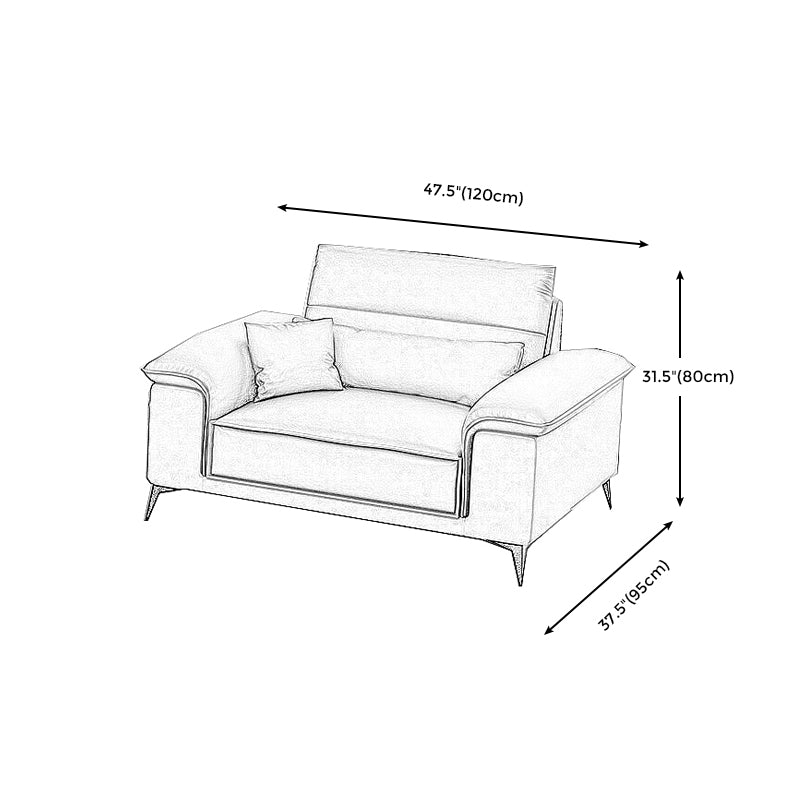 Square Arm Grey Cushion Back Contemporary Faux Leather Living Room Sofa