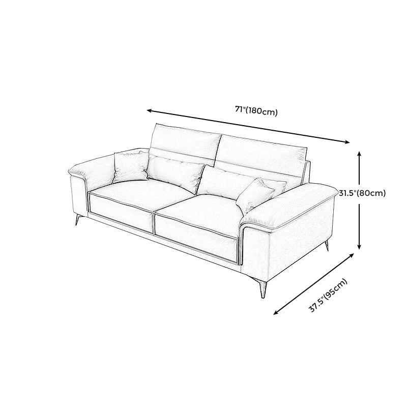 Square Arm Grey Cushion Back Contemporary Faux Leather Living Room Sofa