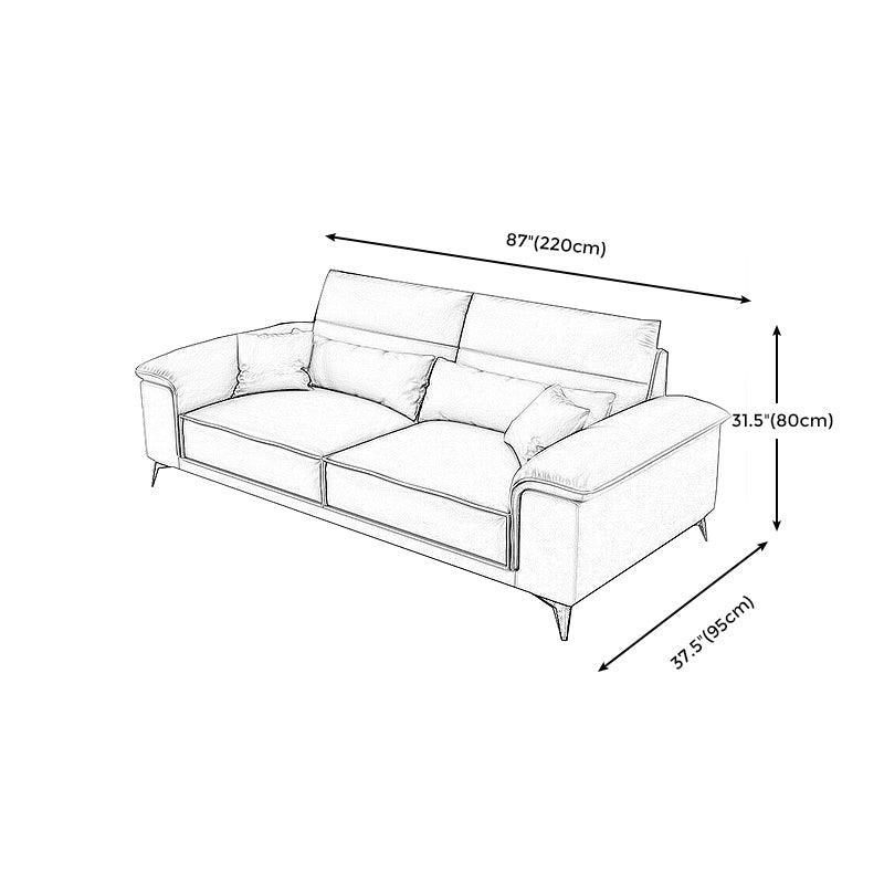 Square Arm Grey Cushion Back Contemporary Faux Leather Living Room Sofa