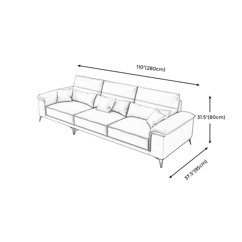 Square Arm Grey Cushion Back Contemporary Faux Leather Living Room Sofa