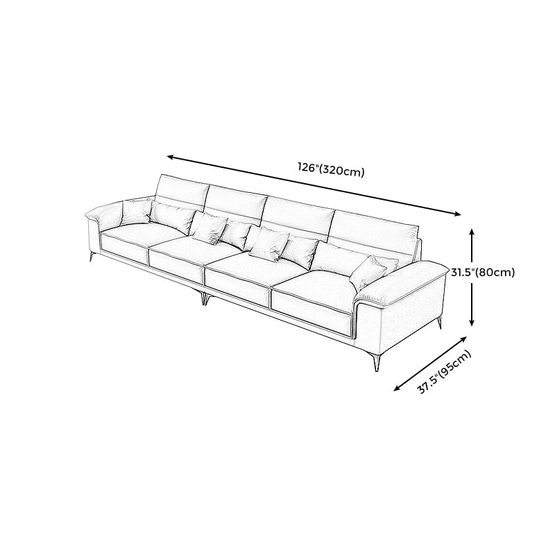 Square Arm Grey Cushion Back Contemporary Faux Leather Living Room Sofa