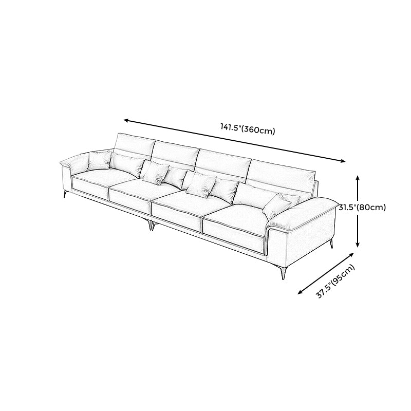 Square Arm Grey Cushion Back Contemporary Faux Leather Living Room Sofa