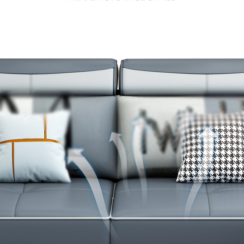 Modern Faux Leather/Linen Blend Sofa and Chaise 4-seat L-Shape Sectionals with Storage