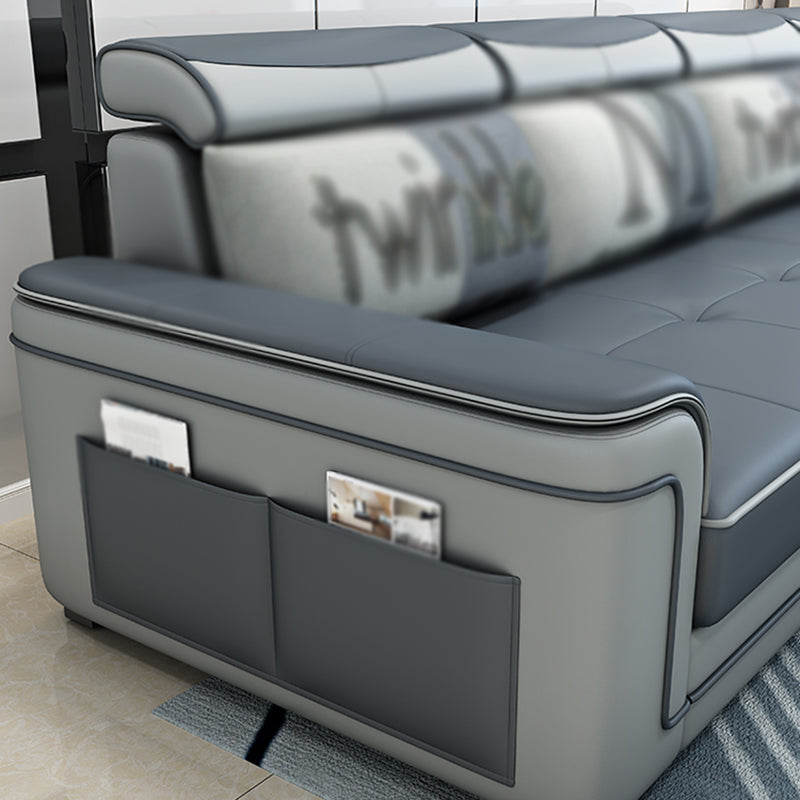 Modern Faux Leather/Linen Blend Sofa and Chaise 4-seat L-Shape Sectionals with Storage