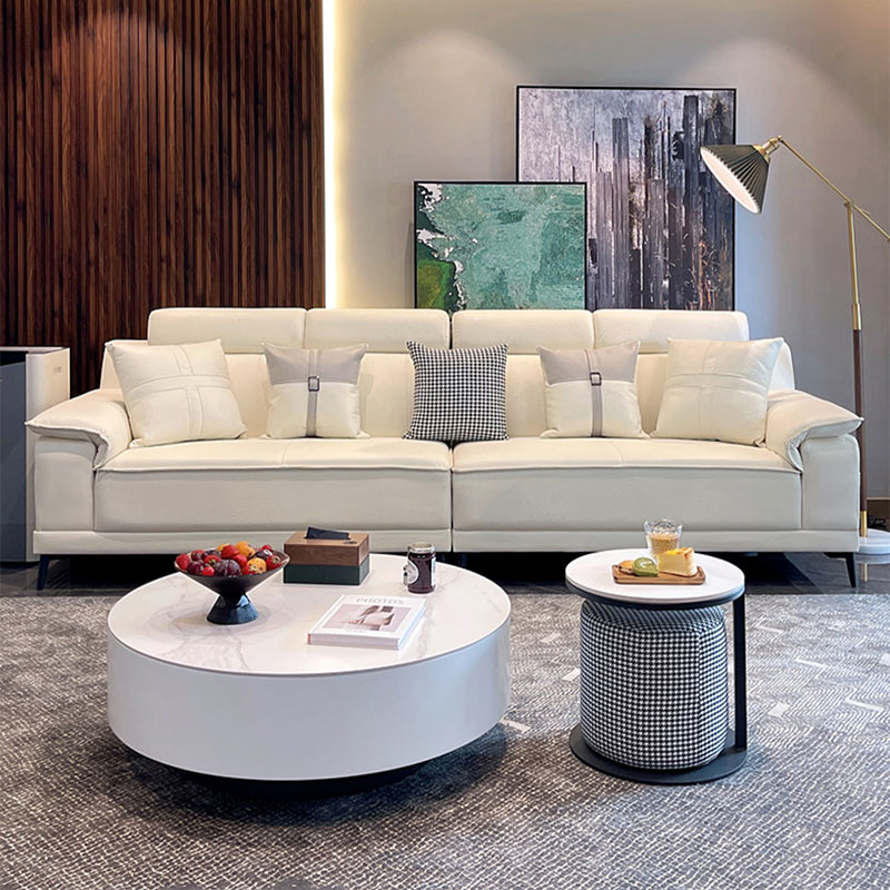 Contemporary Stain-Resistant Faux Leather Sofa Pillow Top Arm Sectional