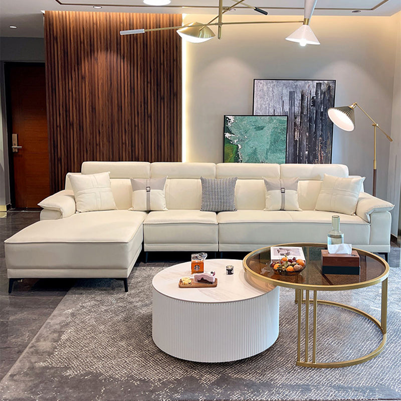 Contemporary Stain-Resistant Faux Leather Sofa Pillow Top Arm Sectional