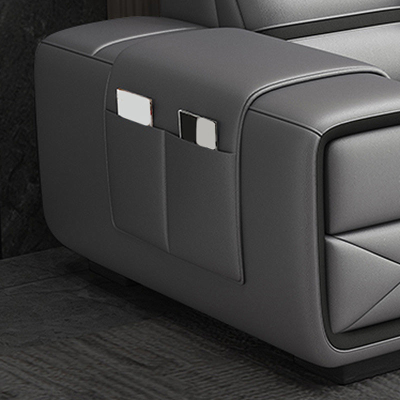 Light-grey Contemporary Sofa and Chaise L-Shape High Back Sectional