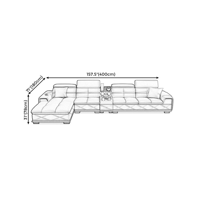 Light-grey Contemporary Sofa and Chaise L-Shape High Back Sectional