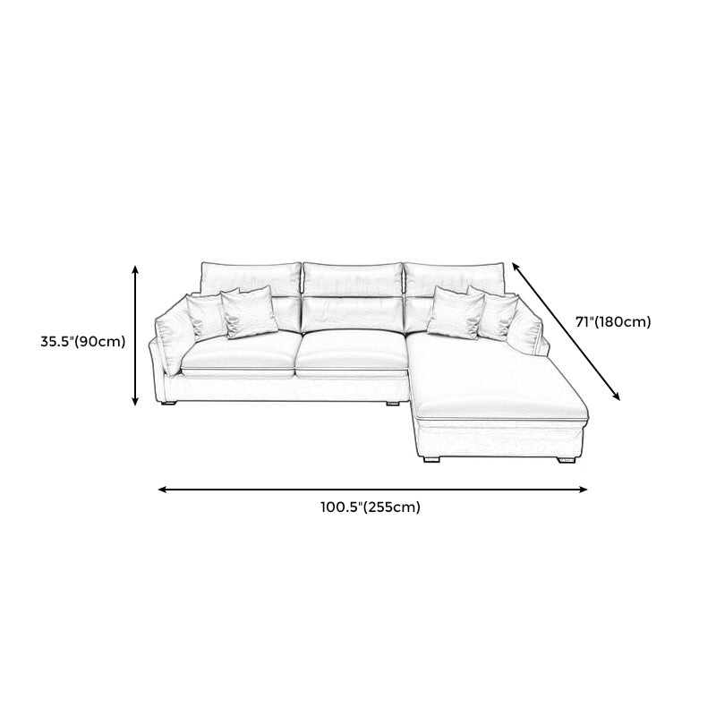 Contemporary Stain-Resistant Sectional Faux Leather Pillow Top Arm Sofa and Chaise