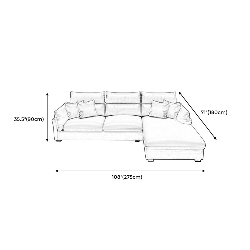 Contemporary Stain-Resistant Sectional Faux Leather Pillow Top Arm Sofa and Chaise