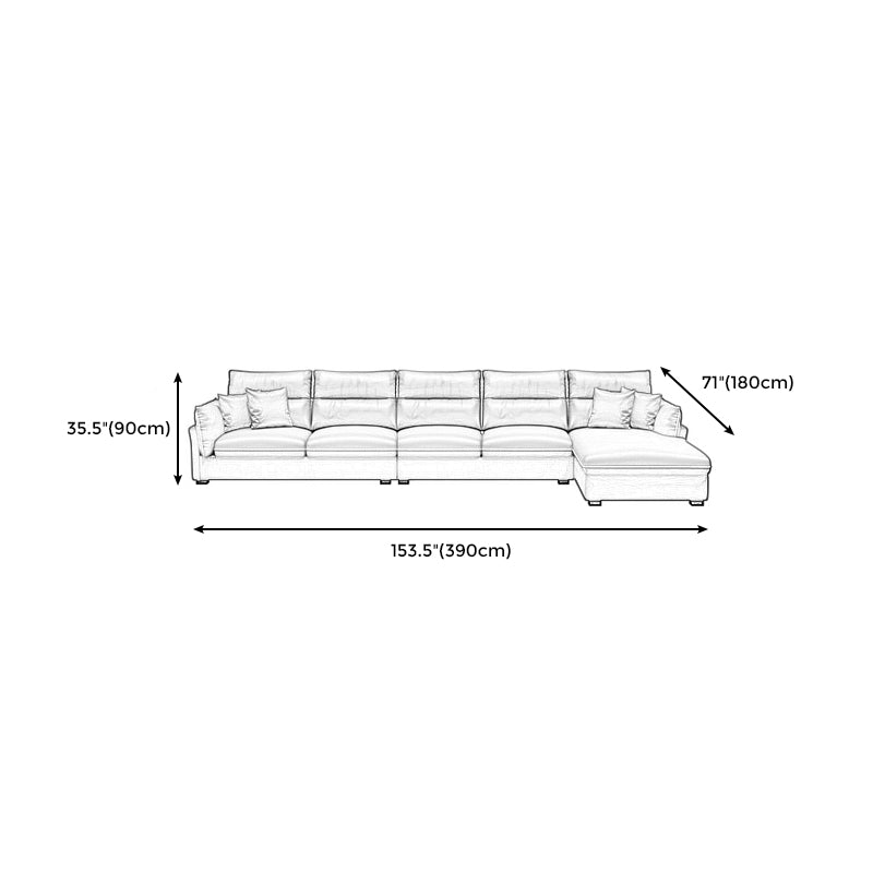 Contemporary Stain-Resistant Sectional Faux Leather Pillow Top Arm Sofa and Chaise