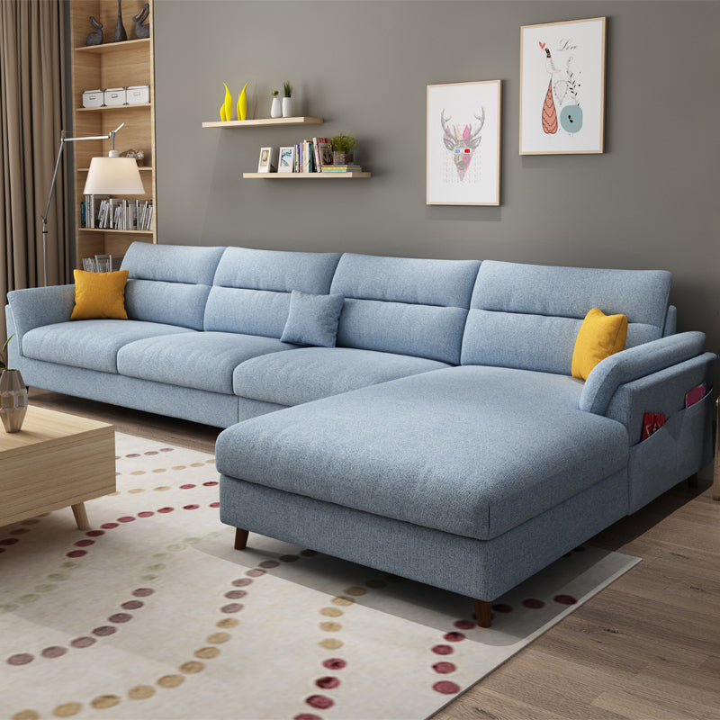 Pillowed Back Cushions Sofa and Chaise 4-Seat Sectional with Storage
