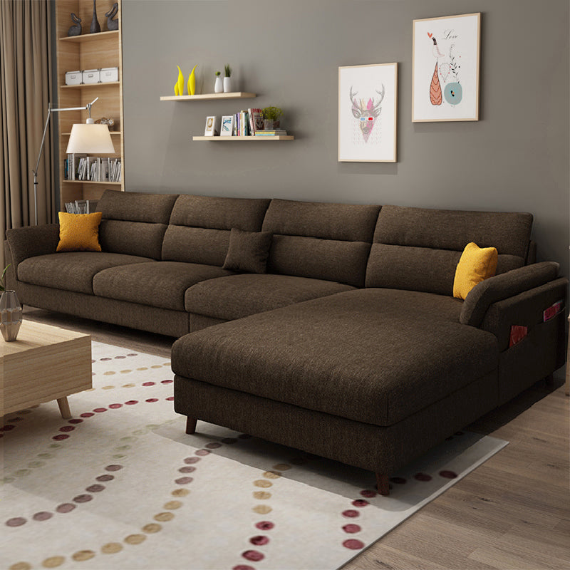 Pillowed Back Cushions Sofa and Chaise 4-Seat Sectional with Storage
