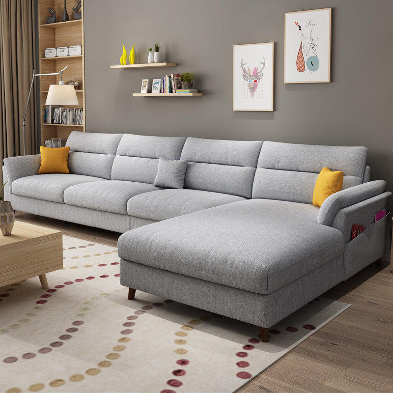 Pillowed Back Cushions Sofa and Chaise 4-Seat Sectional with Storage