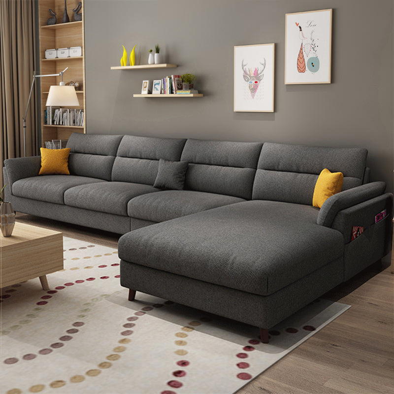 Pillowed Back Cushions Sofa and Chaise 4-Seat Sectional with Storage