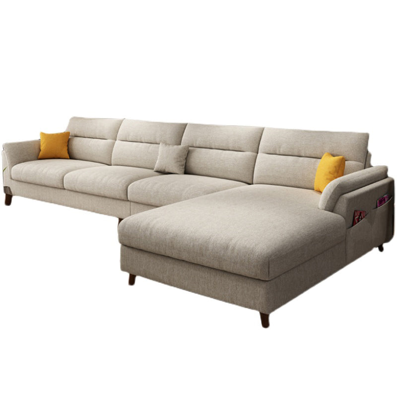 Pillowed Back Cushions Sofa and Chaise 4-Seat Sectional with Storage