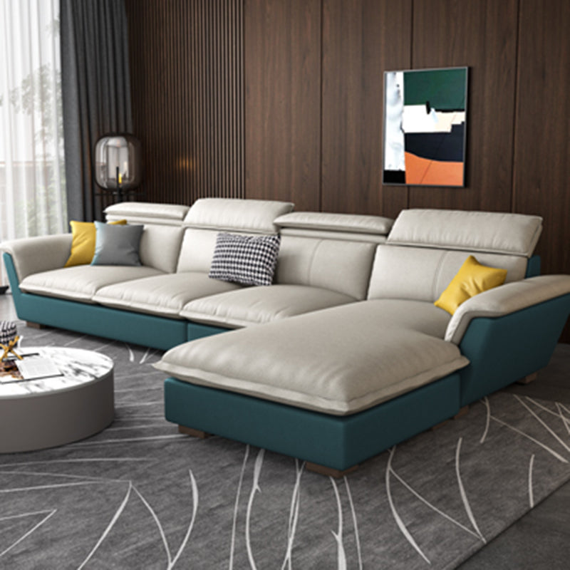 Flared Arm L-Shape Sectional Right Hand Facing Sofa and Chaise for Four People