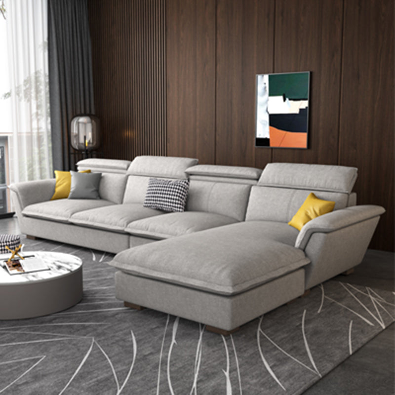 Flared Arm L-Shape Sectional Right Hand Facing Sofa and Chaise for Four People