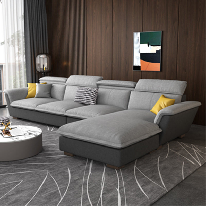 Flared Arm L-Shape Sectional Right Hand Facing Sofa and Chaise for Four People