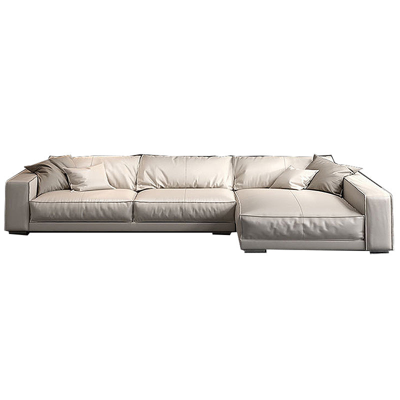 Genuine Leather Square Arm Sectional/Sofa White Sectional for Living Room