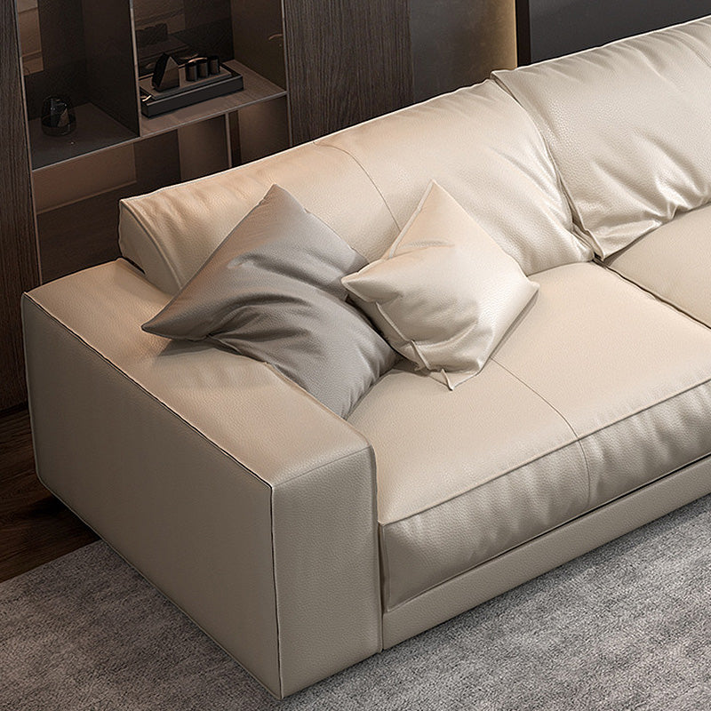 Genuine Leather Square Arm Sectional/Sofa White Sectional for Living Room