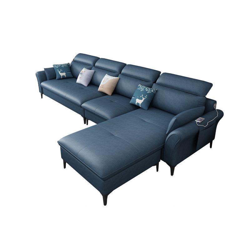Sofa et chaise en cuir sectionnel moderne en L pour quatre personnes