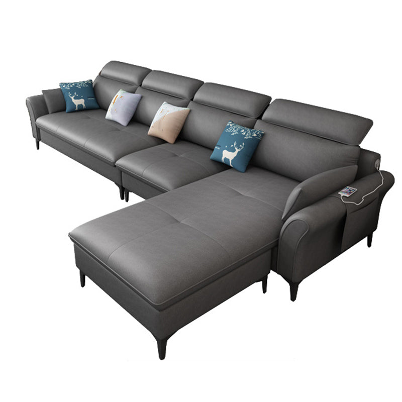Sofa et chaise en cuir sectionnel moderne en L pour quatre personnes