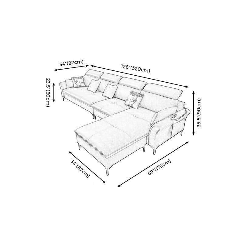 Sofa et chaise en cuir sectionnel moderne en L pour quatre personnes