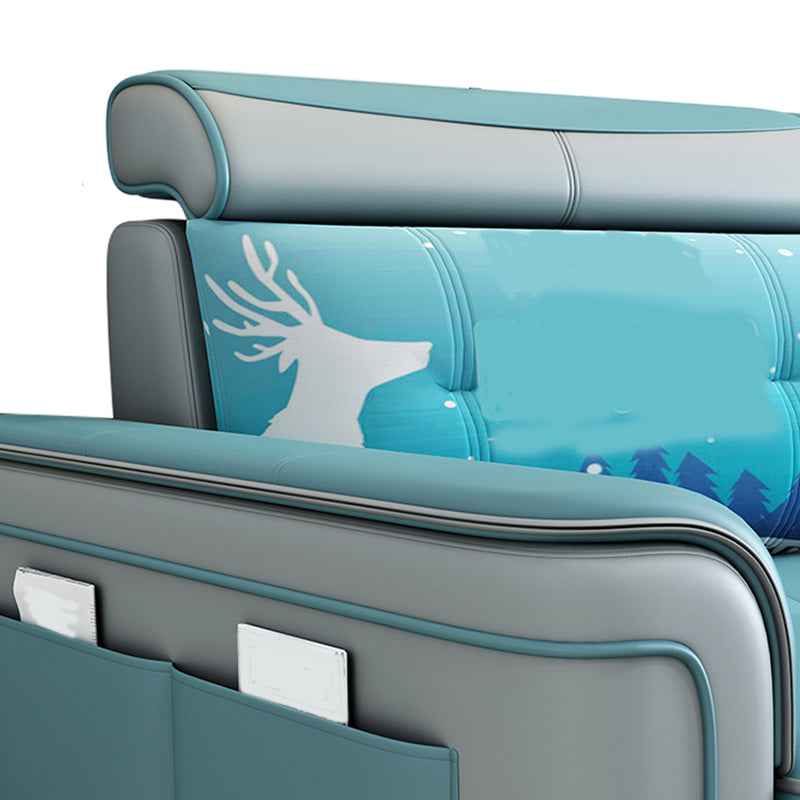 3-seat Pillow Top ArmSectionals Faux Leather Sofa and Chaise with Storage