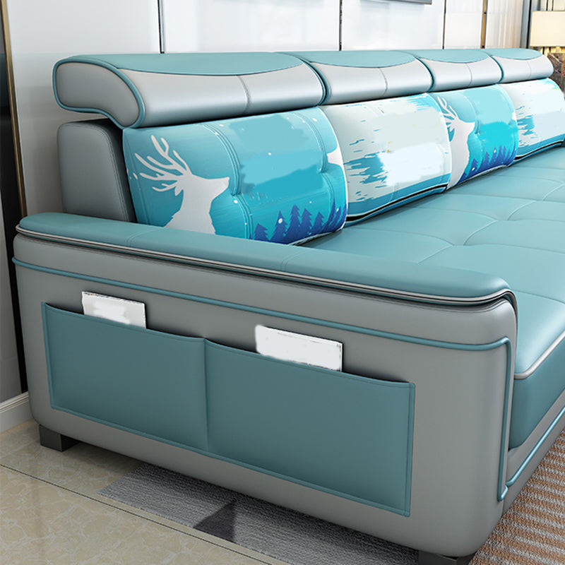 Modern 3-seat Sectionals Pillow Top Arm Sofa with Adjustable Headrest