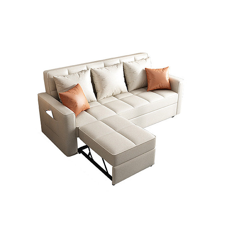 Square Arm Cream Cushion Back Sectionals Contemporary Stain-Resistant Chaise Sofa