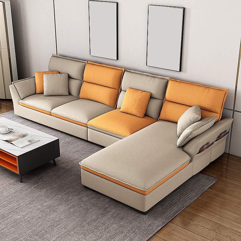 Modern Pillow Top Arm Sofa 37.4"High 4-seat Cushion Back Sectionals with Storage