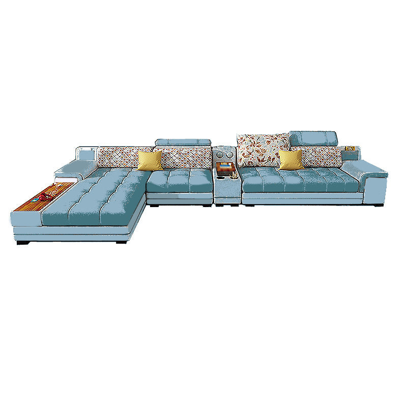 161.42"L X 98.43"W X 35.43"H Pu Cushion Back Sofa Square Arm Sectionals with Storage