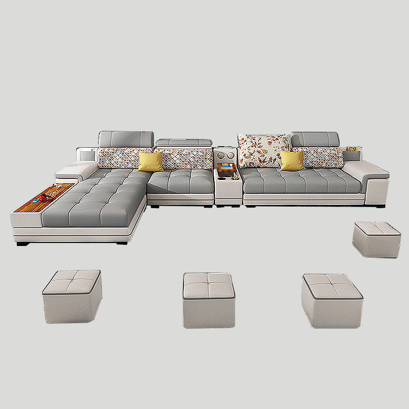 161.42"L X 98.43"W X 35.43"H Pu Cushion Back Sofa Square Arm Sectionals with Storage