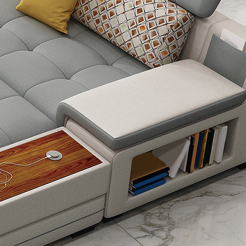 161.42"L X 98.43"W X 35.43"H Pu Cushion Back Sofa Square Arm Sectionals with Storage