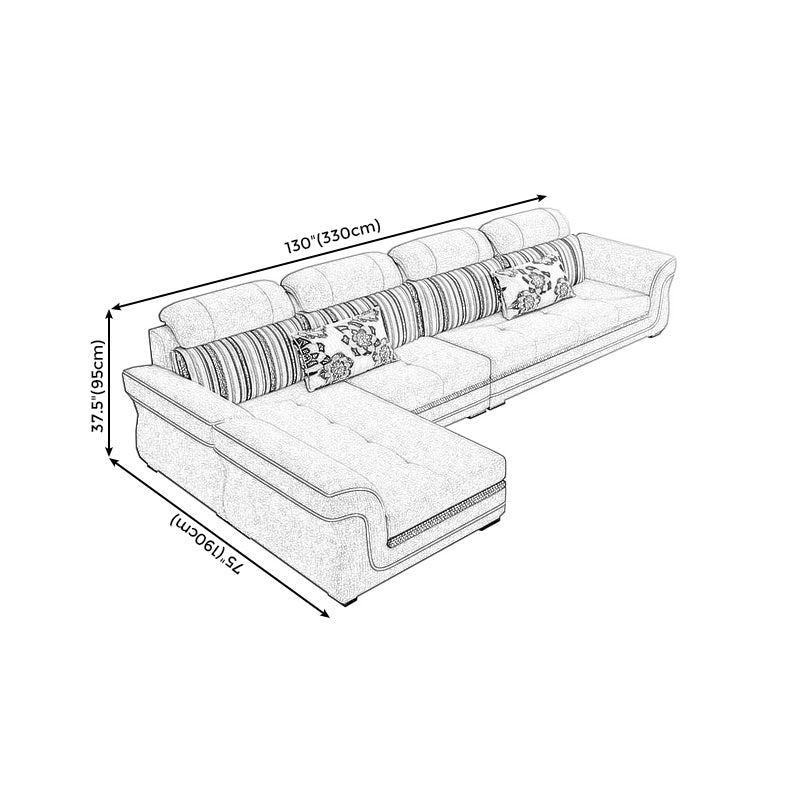 Contemporary Cushion Back Sofa and Chaise Living Room L-Shape Sectional